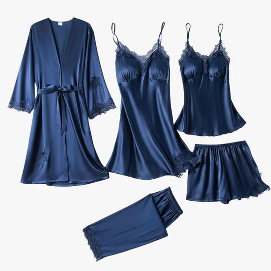 Set de pijamale cu aspect de mătase moale 12