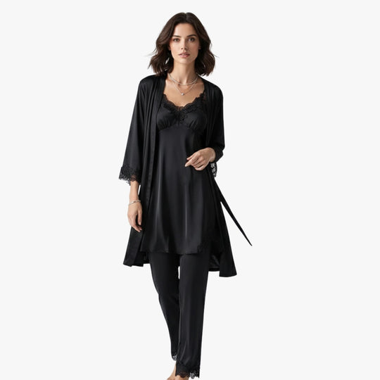 Set de pijamale cu aspect de mătase moale 2