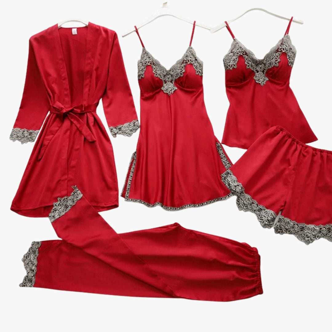 Set de pijamale cu aspect de mătase moale 7