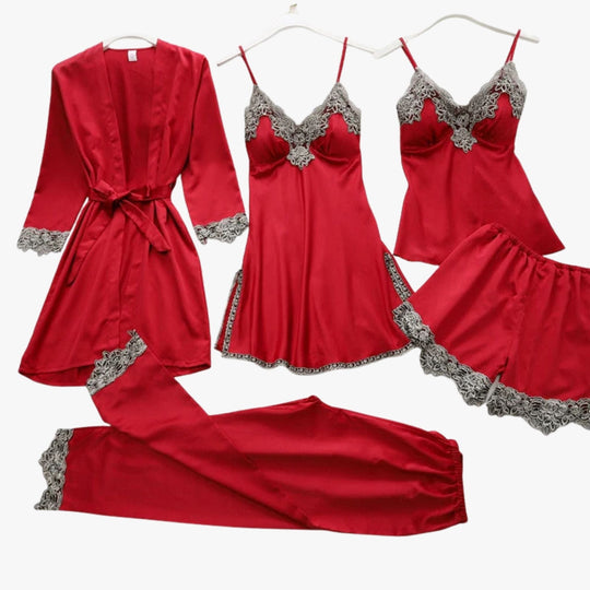 Set de pijamale cu aspect de mătase moale 7