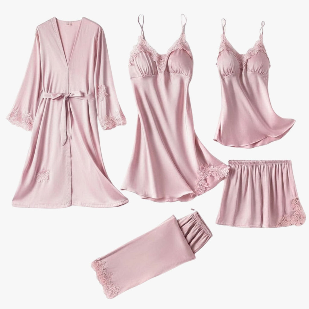 Set de pijamale cu aspect de mătase moale 8