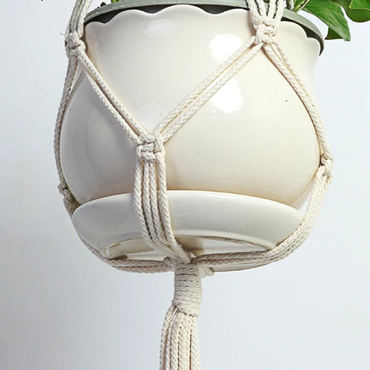 Set jardiniere suspendate macrame pentru decor interior și exterior 3