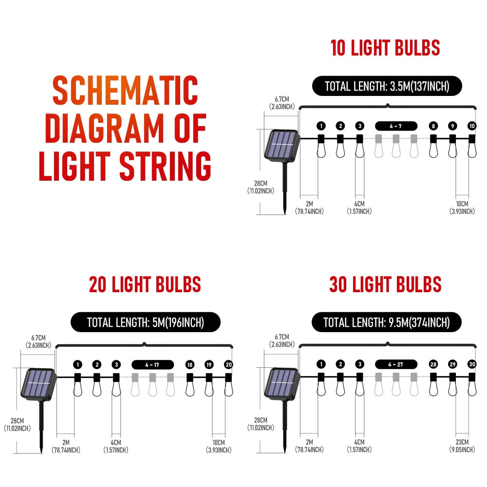 Solar-Powered Led În Aer Liber Lumini În Aer Liber String Lights