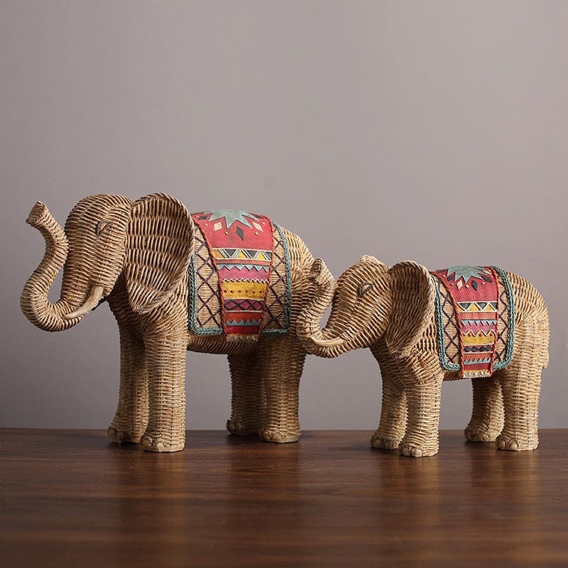 Statuie Elefant Decorativ din Ratan 0