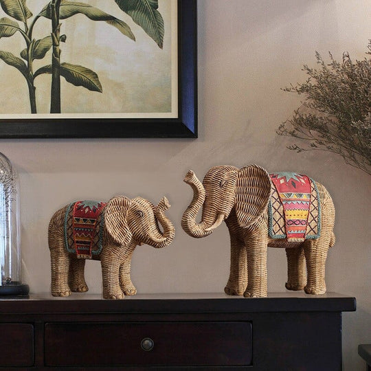 Statuie Elefant Decorativ din Ratan 1