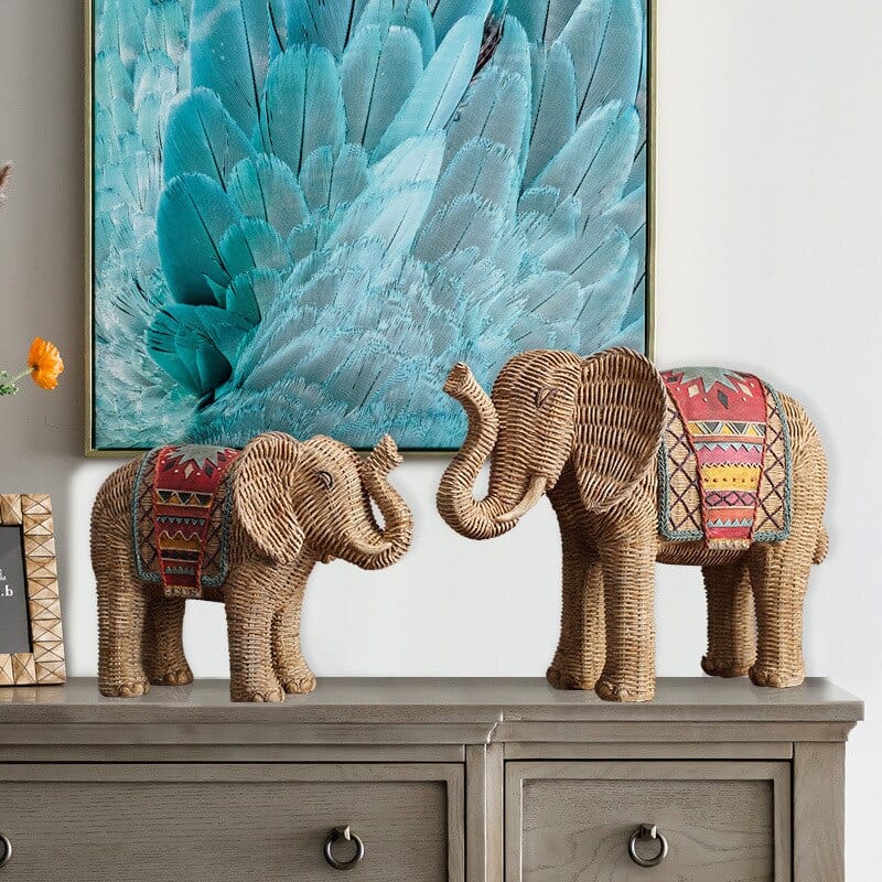 Statuie Elefant Decorativ din Ratan 2