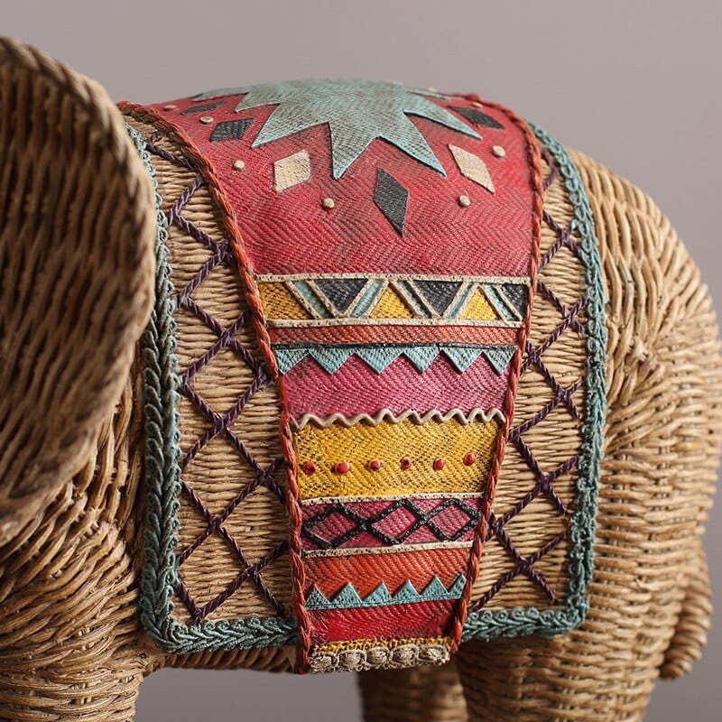 Statuie Elefant Decorativ din Ratan 3