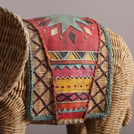 Statuie Elefant Decorativ din Ratan 3
