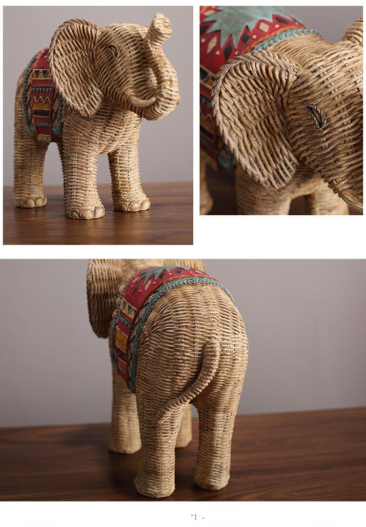 Statuie Elefant Decorativ din Ratan 5