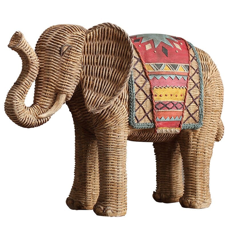 Statuie Elefant Decorativ din Ratan 6