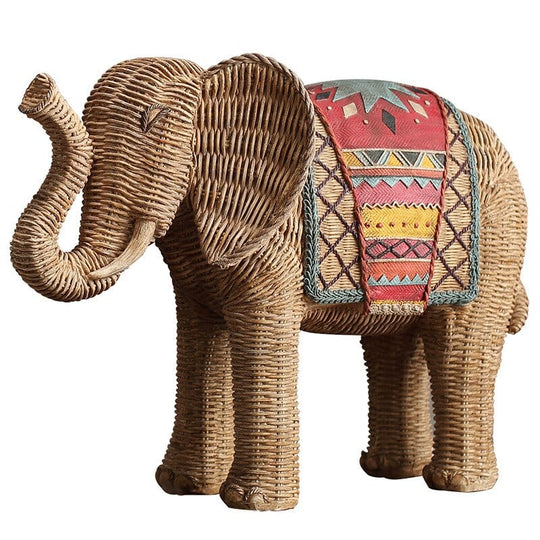 Statuie Elefant Decorativ din Ratan 6
