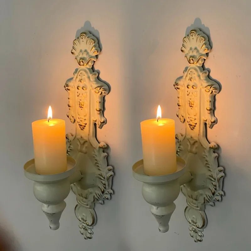 Suport Lumânări De Perete Din Fier Forjat Cu Design Rustic 3