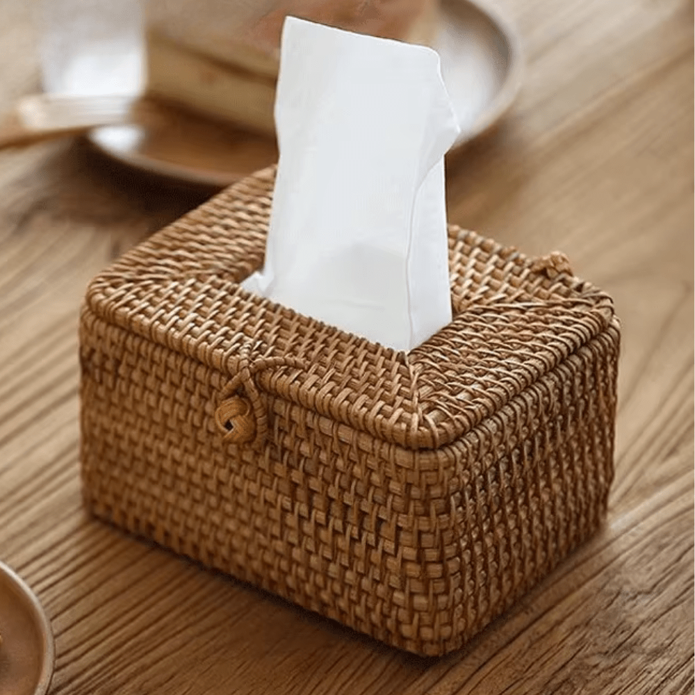 Suport pentru cutie de șervețele din rattan cu design manual 1