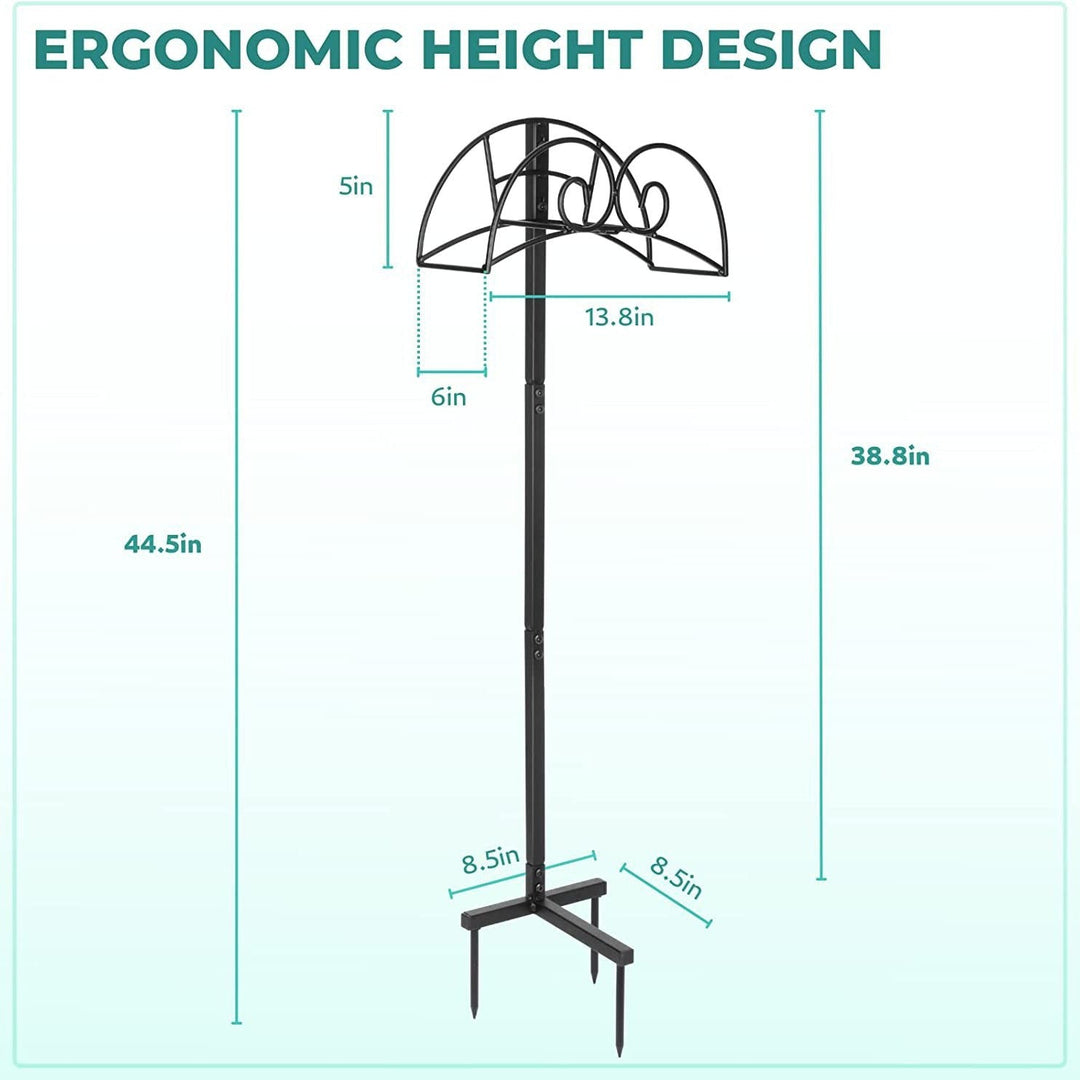 Suport pentru furtun de grădină exterior cu design ornamental din fier forjat 3