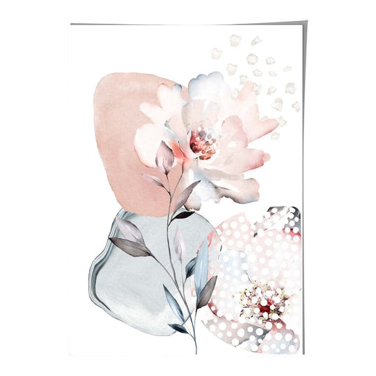 Tablou Floral Abstract cu Trandafir și Forme Geometrice 0