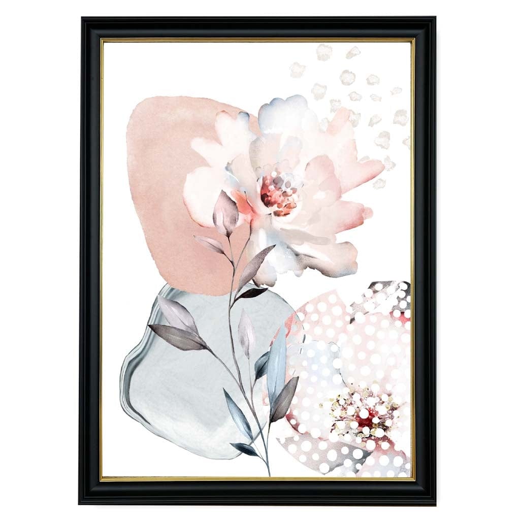 Tablou Floral Abstract cu Trandafir și Forme Geometrice 1