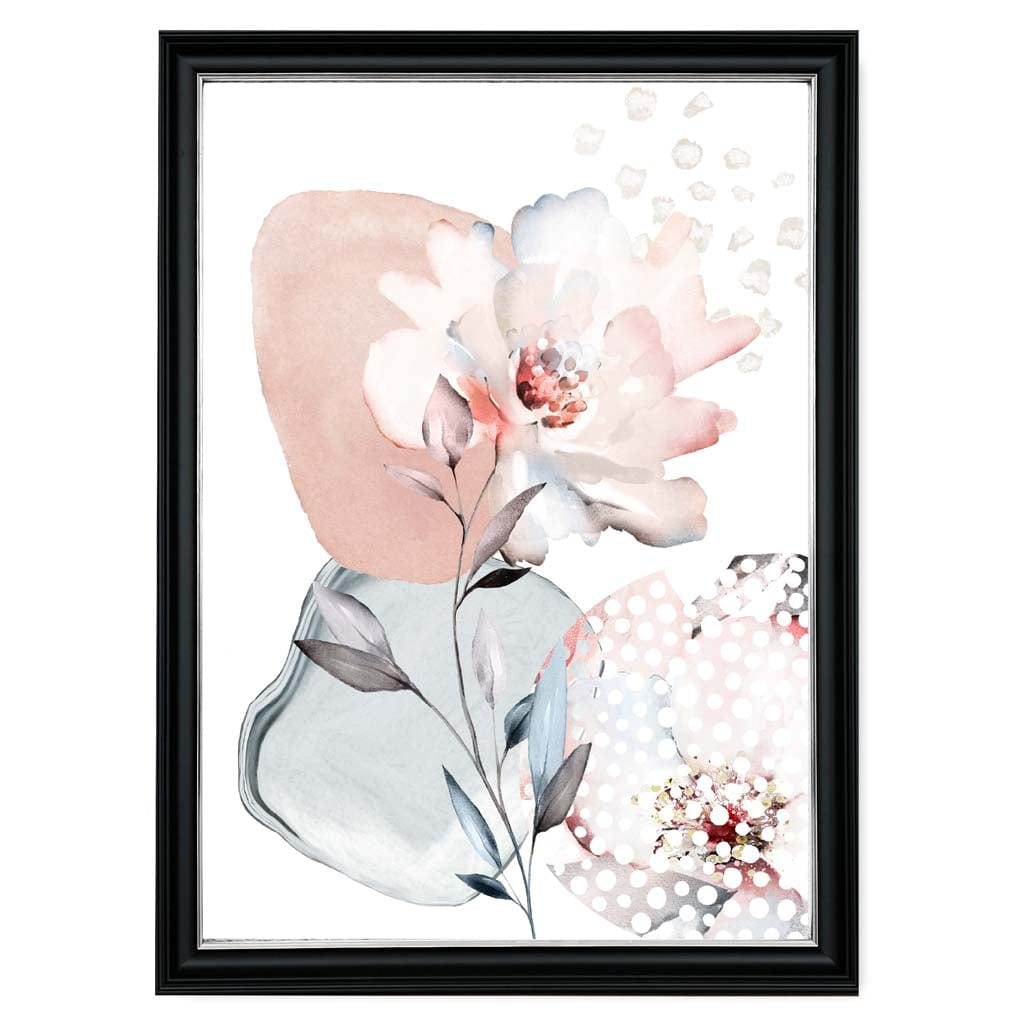 Tablou Floral Abstract cu Trandafir și Forme Geometrice 2
