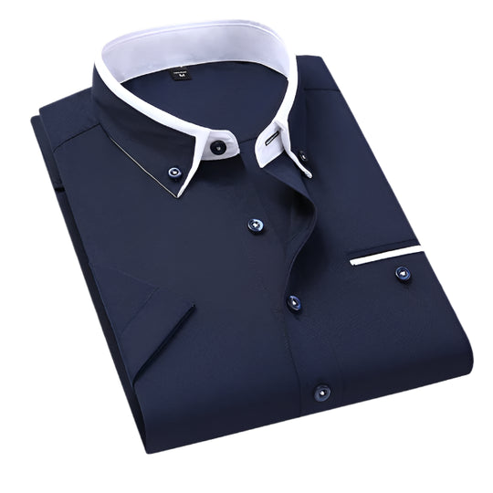 Heren Overhemd Korte Mouwen Klassiek Katoen Polyester 1