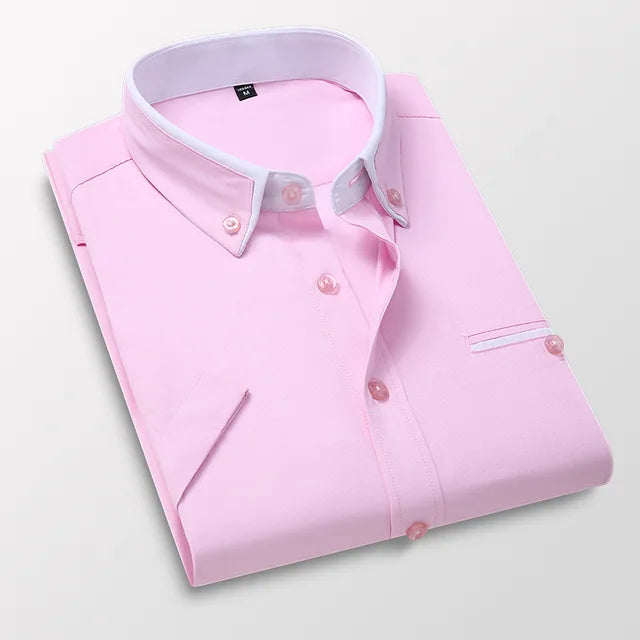 Heren Overhemd Korte Mouwen Klassiek Katoen Polyester 6