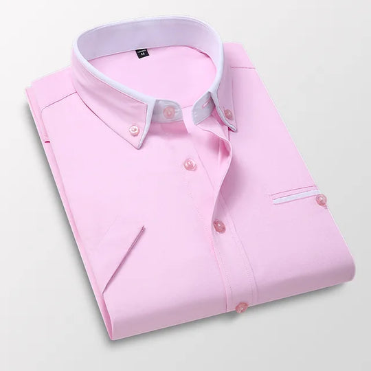 Heren Overhemd Korte Mouwen Klassiek Katoen Polyester 6