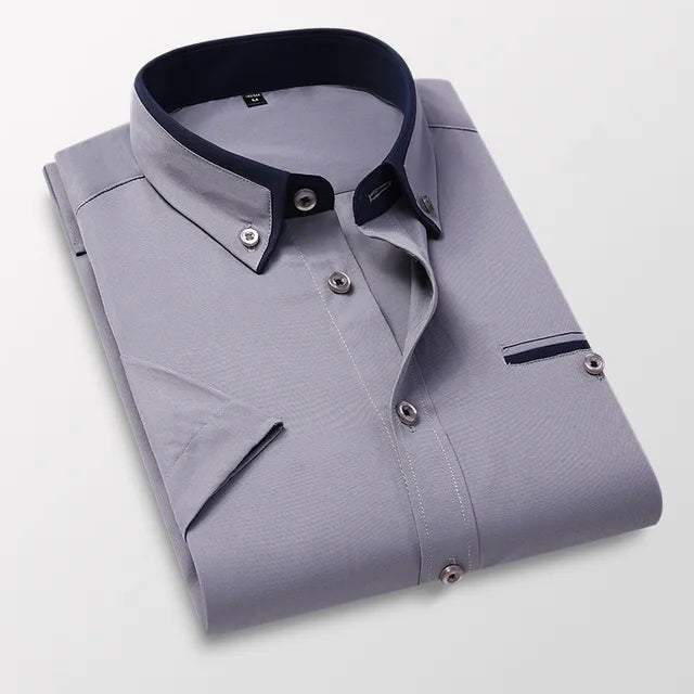 Heren Overhemd Korte Mouwen Klassiek Katoen Polyester 4