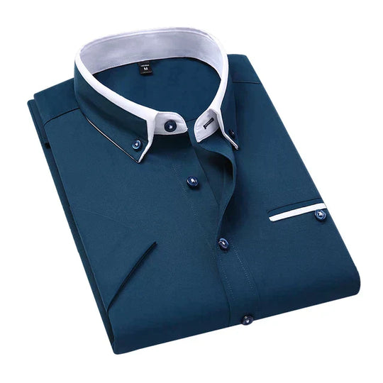 Heren Overhemd Korte Mouwen Klassiek Katoen Polyester 3
