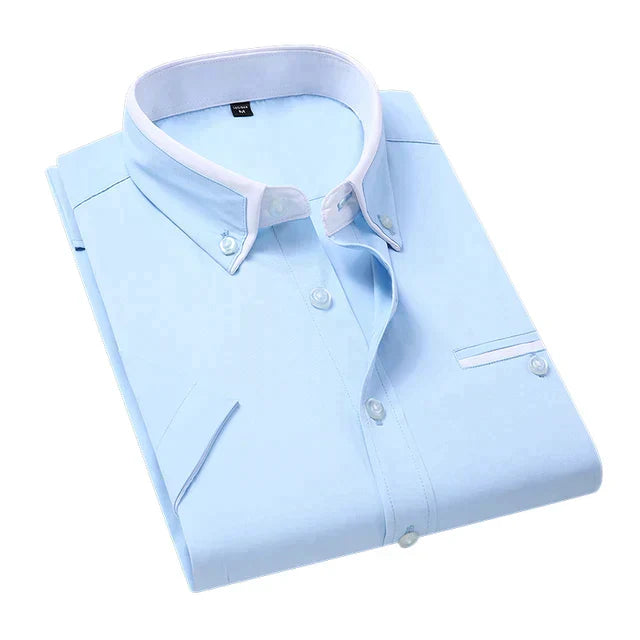 Heren Overhemd Korte Mouwen Klassiek Katoen Polyester 2