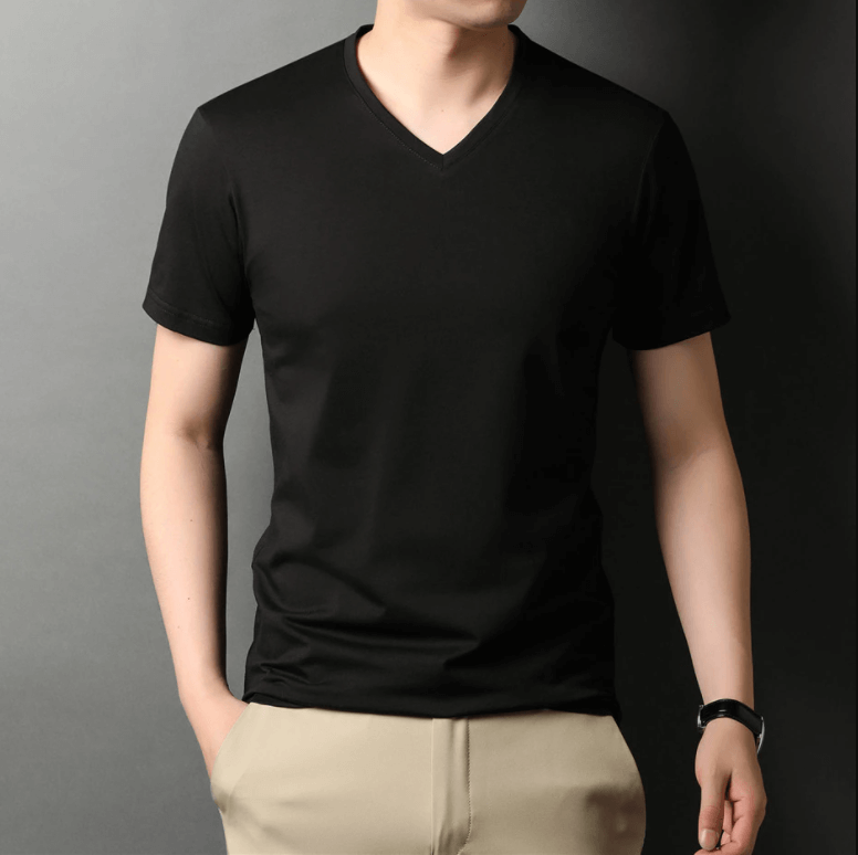 Tricou Cu Guler În V, Slim Fit, Pentru Bărbați