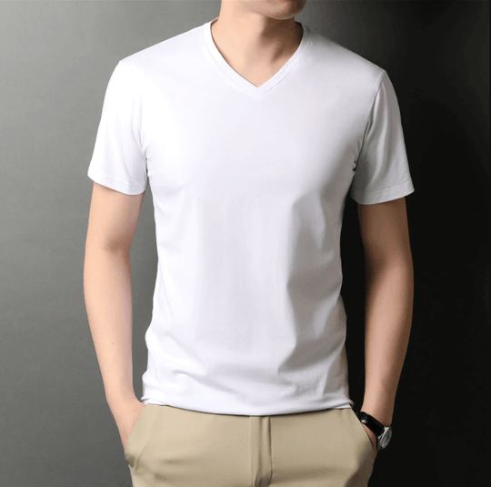 Tricou Cu Guler În V, Slim Fit, Pentru Bărbați