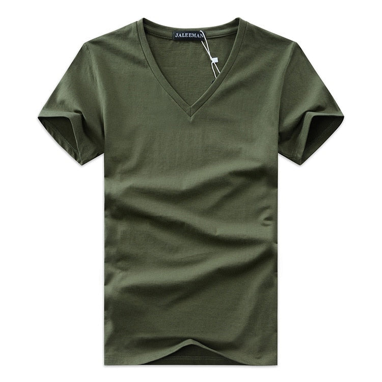 Tricou Cu Guler În V, Slim Fit, Pentru Bărbați