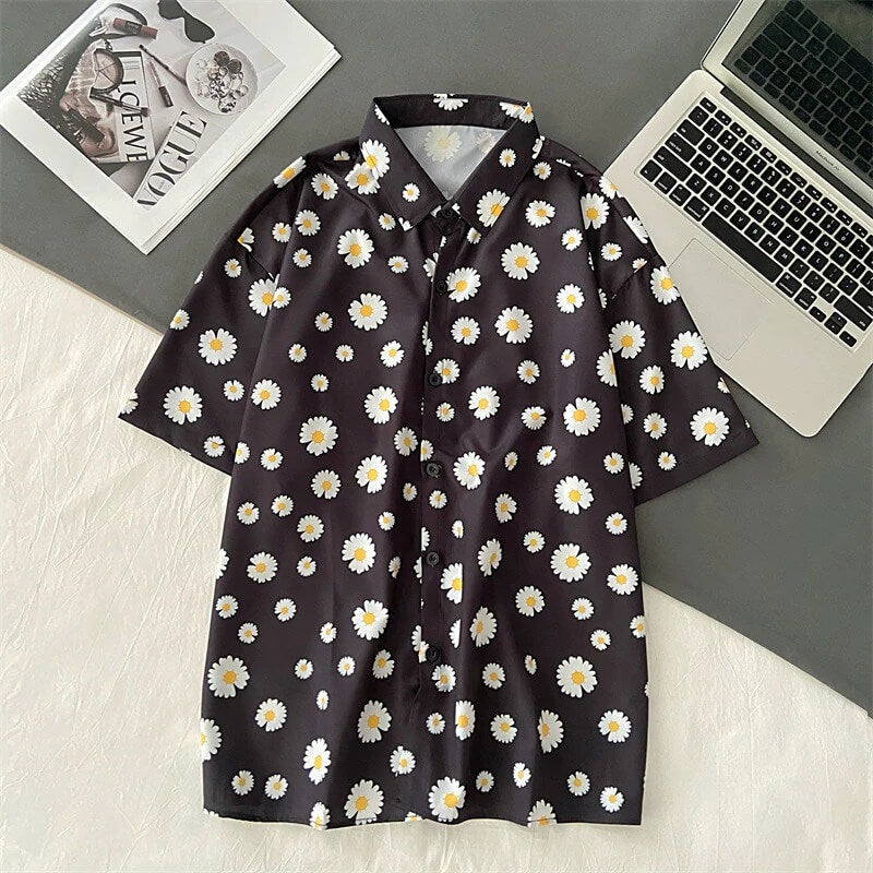Tricou Polo Cu Flori Oversize