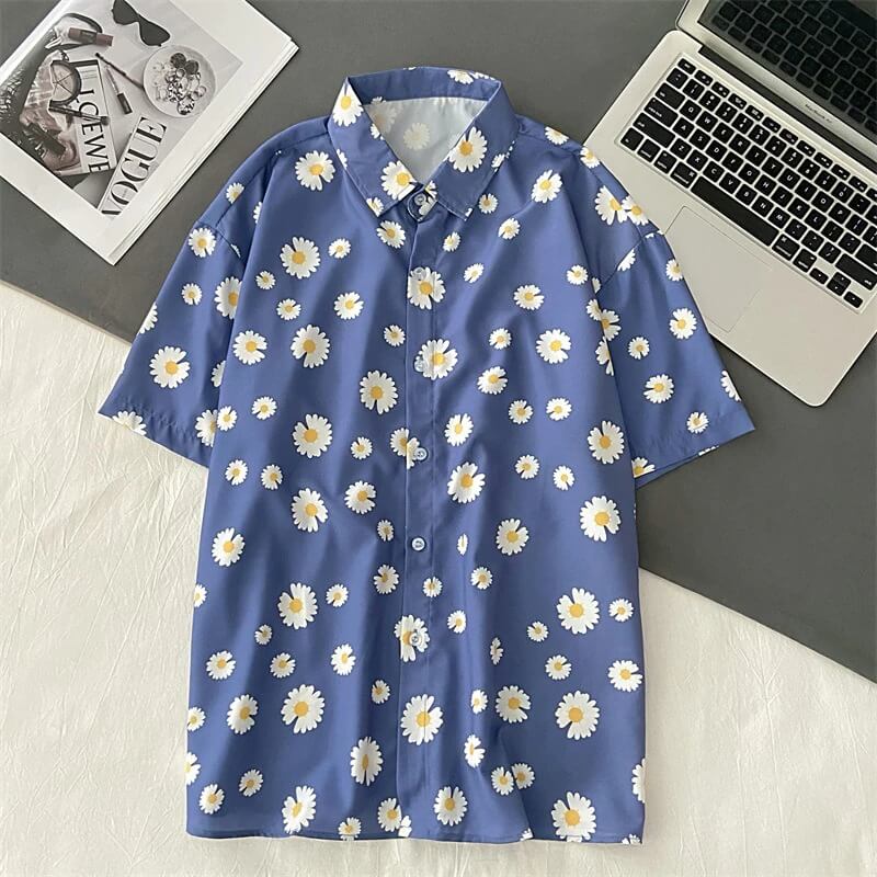 Tricou Polo Cu Flori Oversize