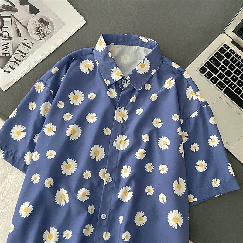 Tricou Polo Cu Flori Oversize