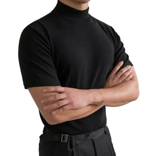 Tricou casual bărbătesc cu guler înalt, pentru uz zilnic 0