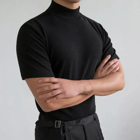 Tricou casual bărbătesc cu guler înalt, pentru uz zilnic 1