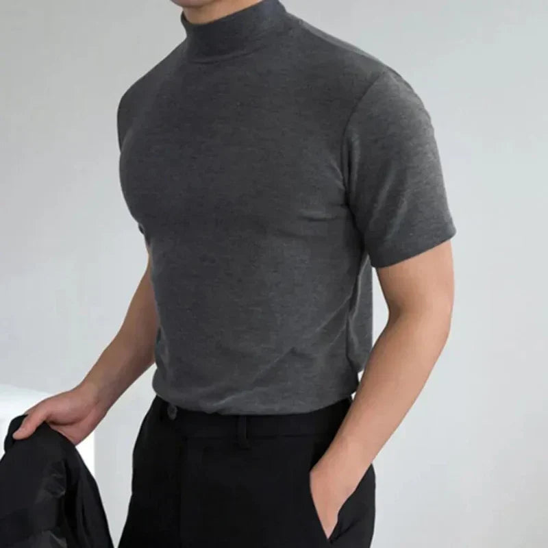 Tricou casual bărbătesc cu guler înalt, pentru uz zilnic 2