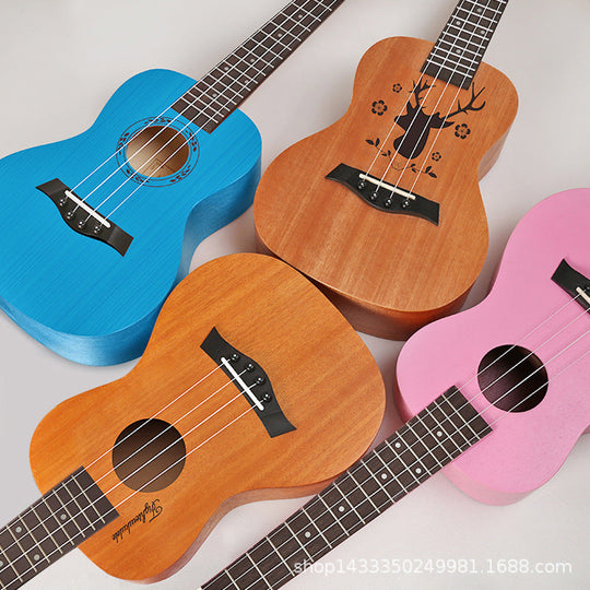 Ukulele din lemn pentru bărbați și femei cu design compact și sunet cald 1