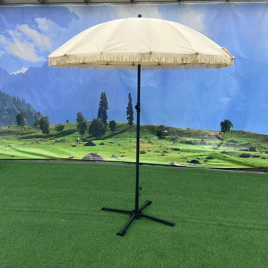 Umbrelă de grădină cu funcție de înclinare și design cu franjuri 0