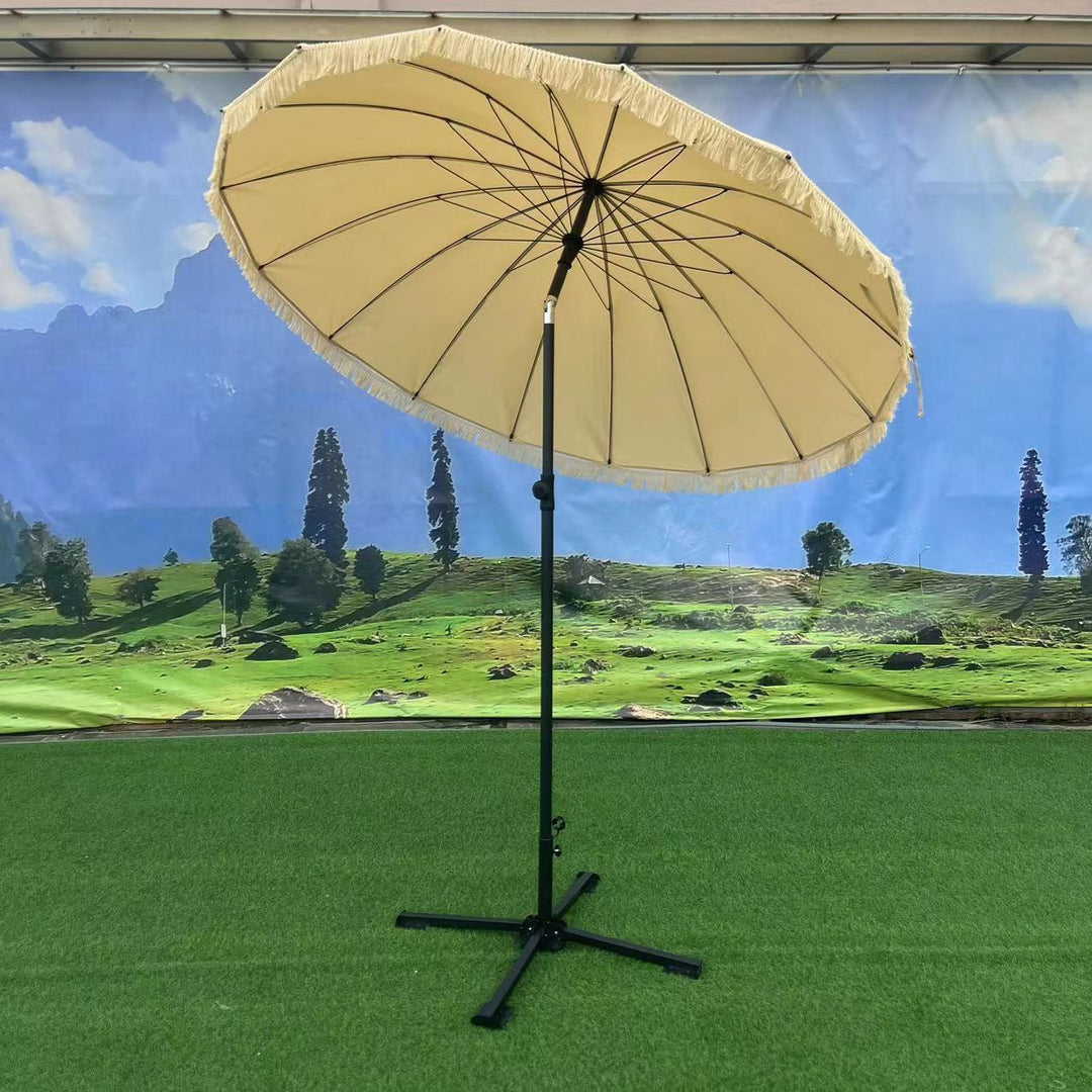Umbrelă de grădină cu funcție de înclinare și design cu franjuri 2