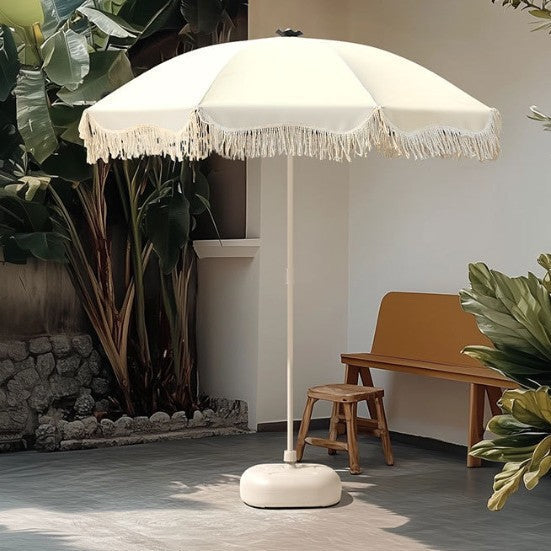 Umbrelă de soare reglabilă cu design cu franjuri pentru exterior 1