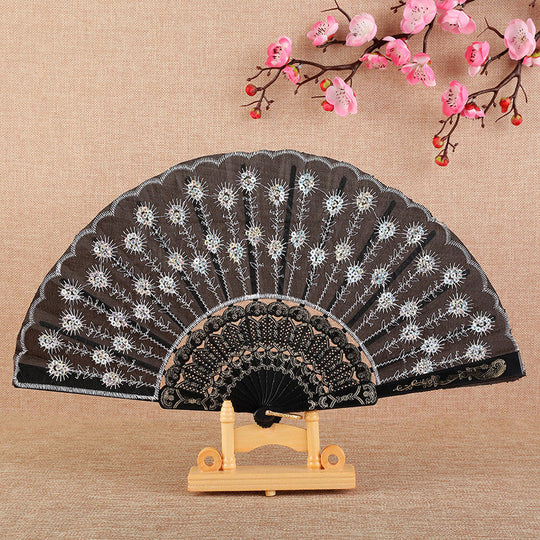 Ventilator Manual Damă cu Design Floral Brodat 11