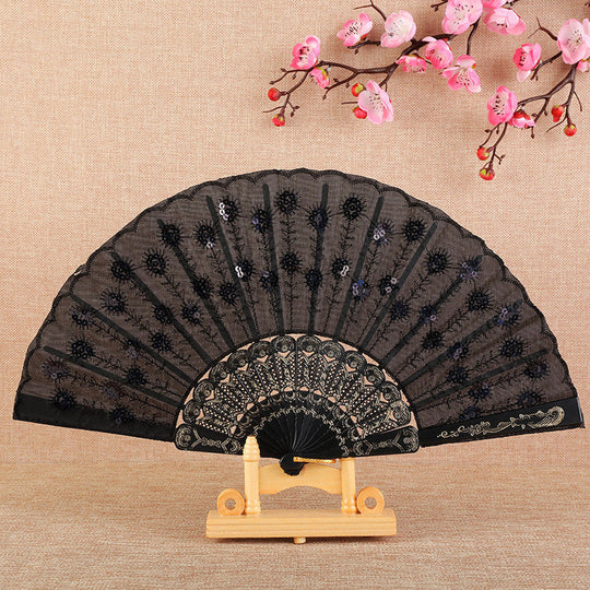 Ventilator Manual Damă cu Design Floral Brodat 3
