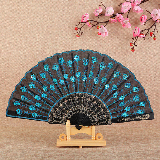 Ventilator Manual Damă cu Design Floral Brodat 4