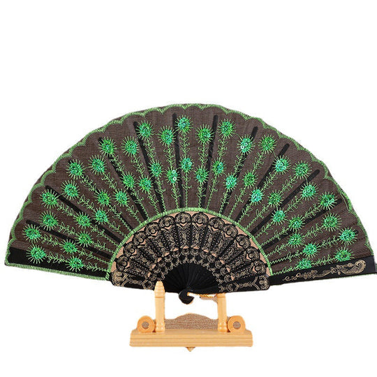 Ventilator Manual Damă cu Design Floral Brodat 5