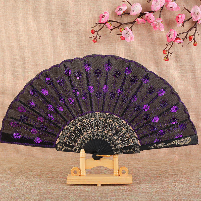 Ventilator Manual Damă cu Design Floral Brodat 6