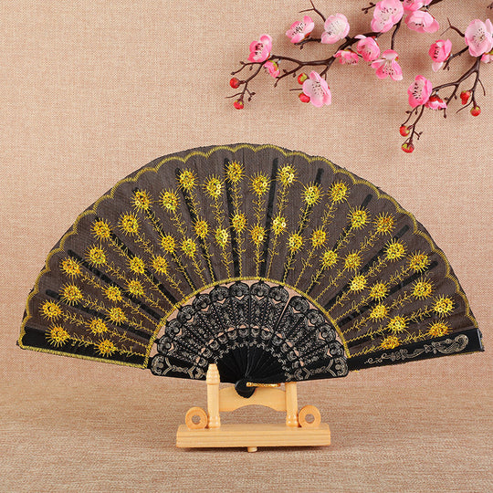 Ventilator Manual Damă cu Design Floral Brodat 8