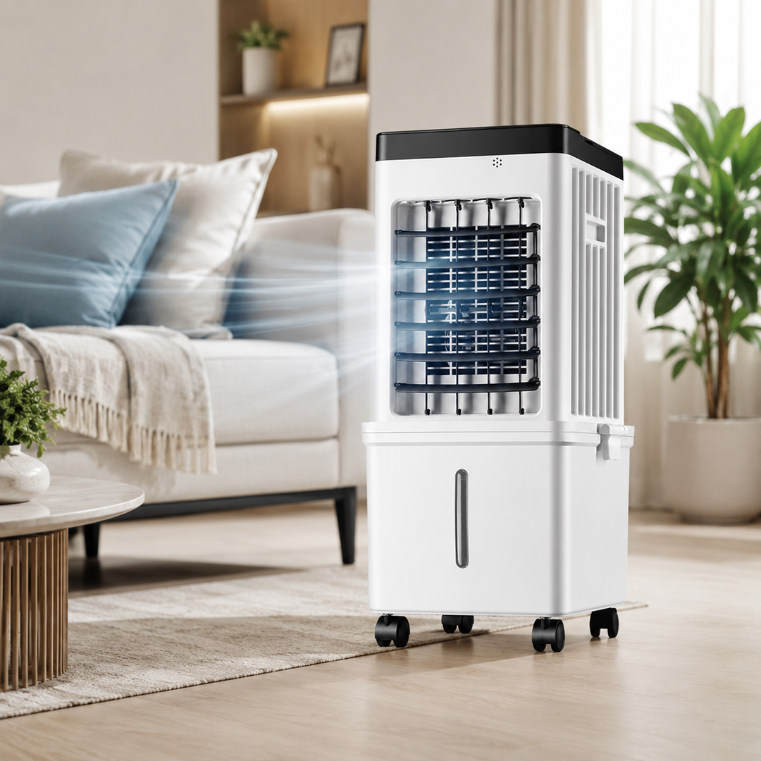 Ventilator Portabil Multifuncțional cu Răcire prin Evaporare și Temporizator 12 Ore 1