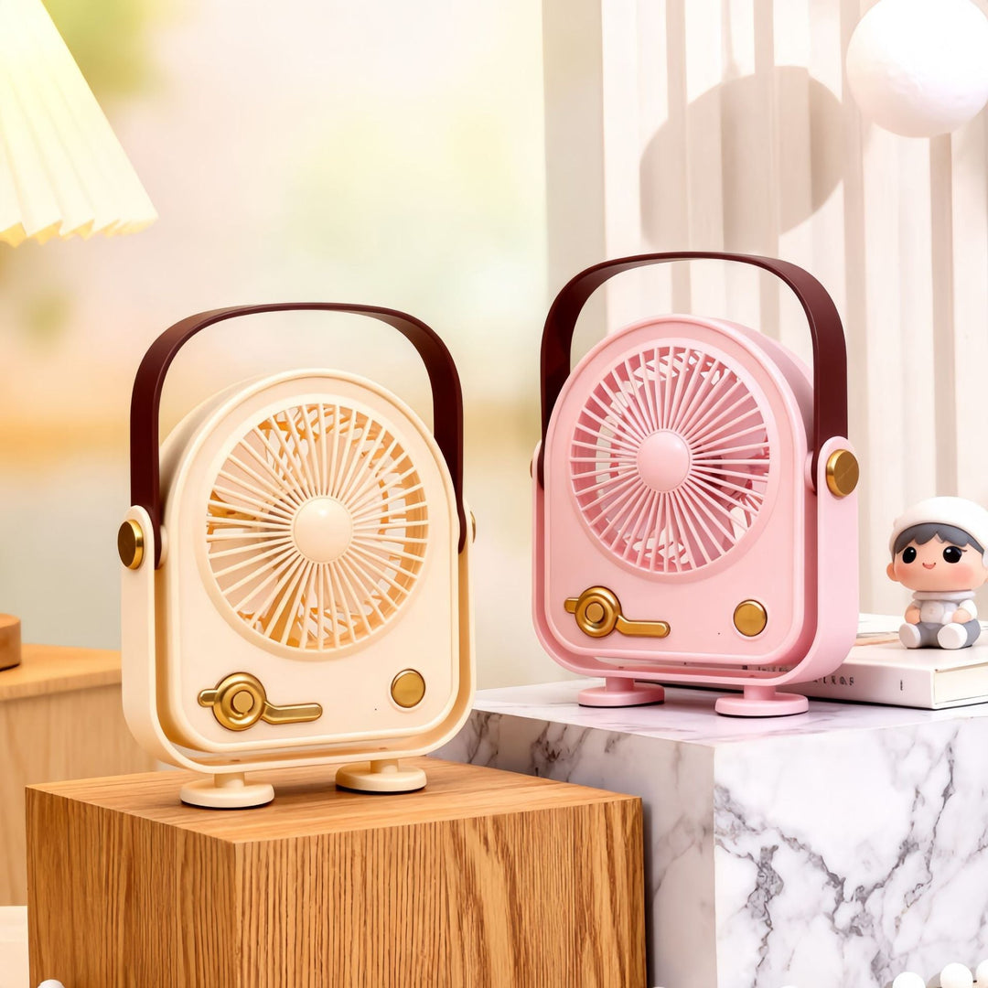 Ventilator Portabil Retro pentru Femei, Design Compact și Ușor 4