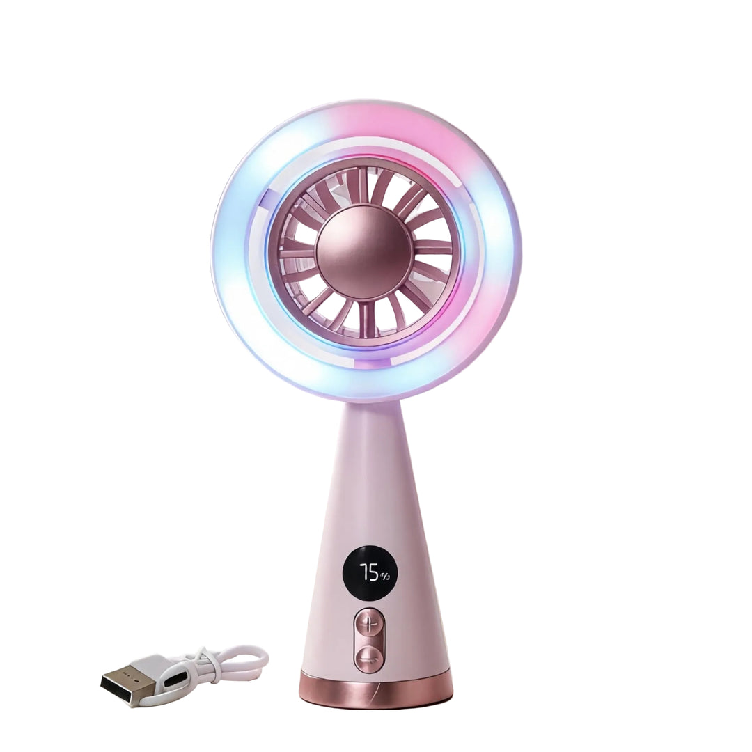 Ventilator Portabil cu Iluminare LED și Afișaj Digital pentru Femei 0