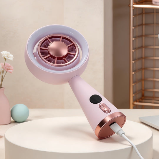 Ventilator Portabil cu Iluminare LED și Afișaj Digital pentru Femei 2
